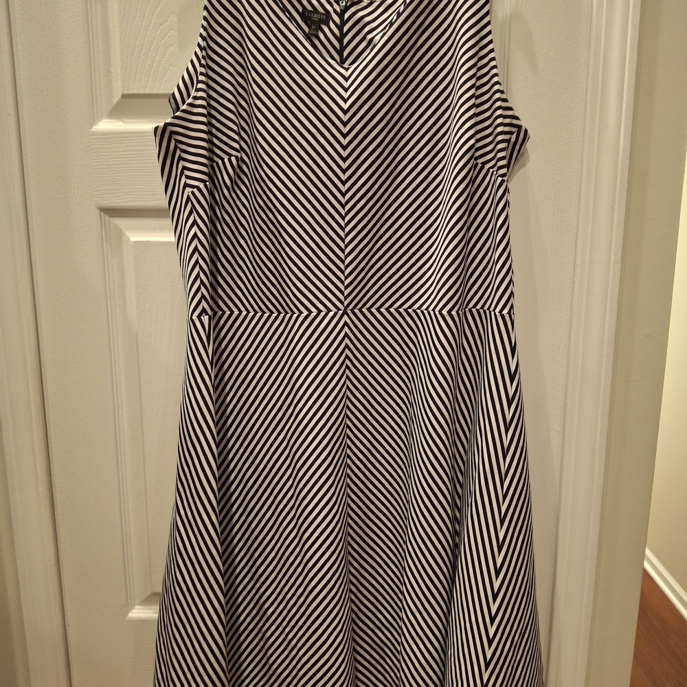 Talbots Preppy Striped Fit Flare Dress Sleeveless